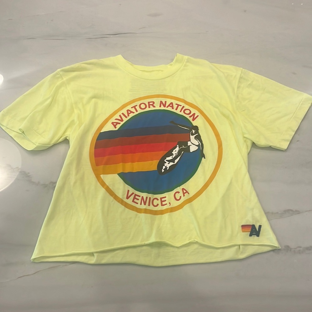 Rare Aviator Nation yellow tee